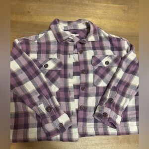 Faherty Womens Purple Plaid Top 100% Organic Cotton M